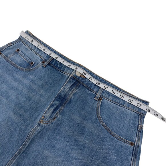 Old Navy Womens Denim Mini Skirt Size 14 Medium Wash Frayed Hem 100% Cotton - Picture 5 of 10